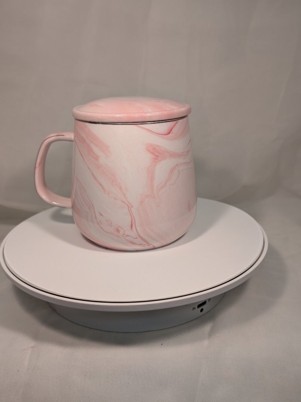 Hand Painted ? Pink Marble “Mrs Always Right” Ceramic Tea /Coffee Mug With Lid - Picture 3 of 7
